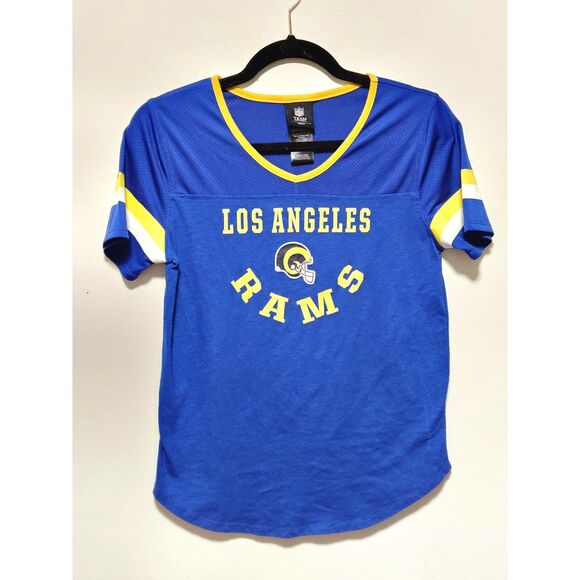 NFL Tops - LA Rams NFL Cropped Baby Tee Blue Gold Game Day Womens S